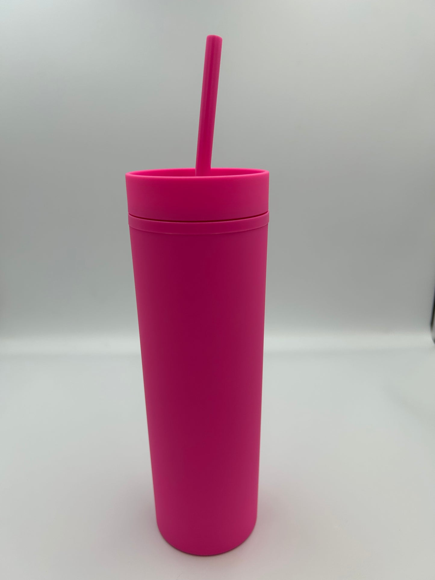16 oz Skinny Tumbler with Plastic Straw Tumbler
