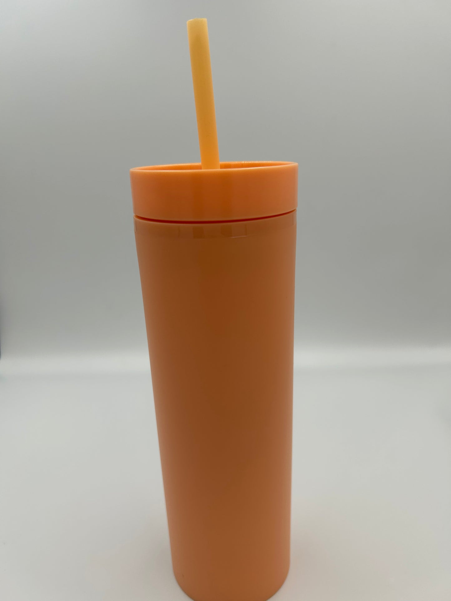 16 oz Skinny Tumbler with Plastic Straw Tumbler