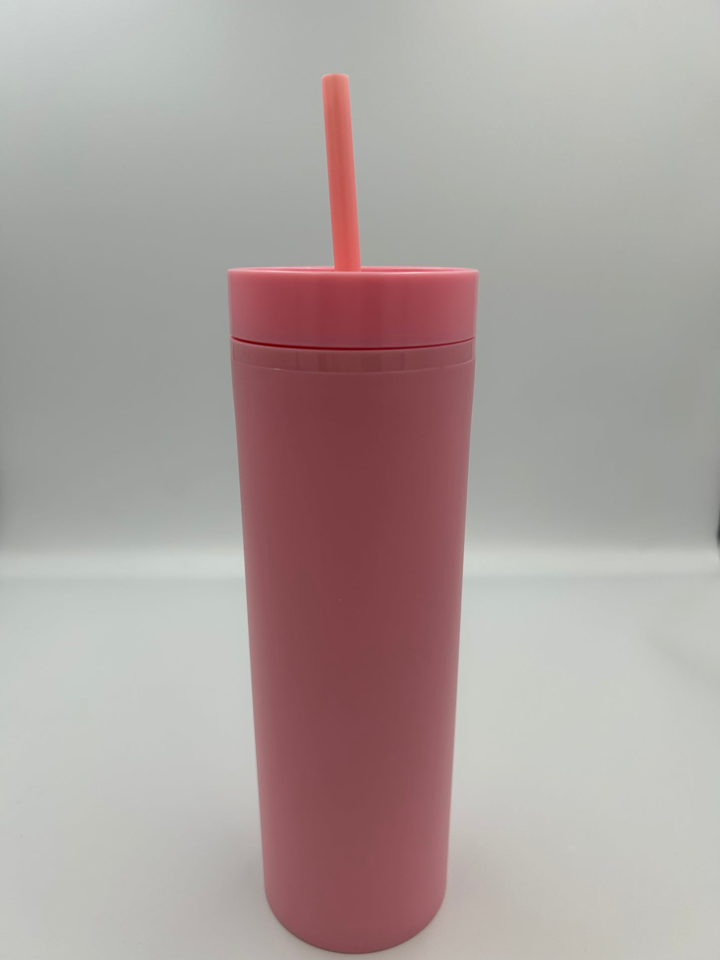 16 oz Skinny Tumbler with Plastic Straw Tumbler