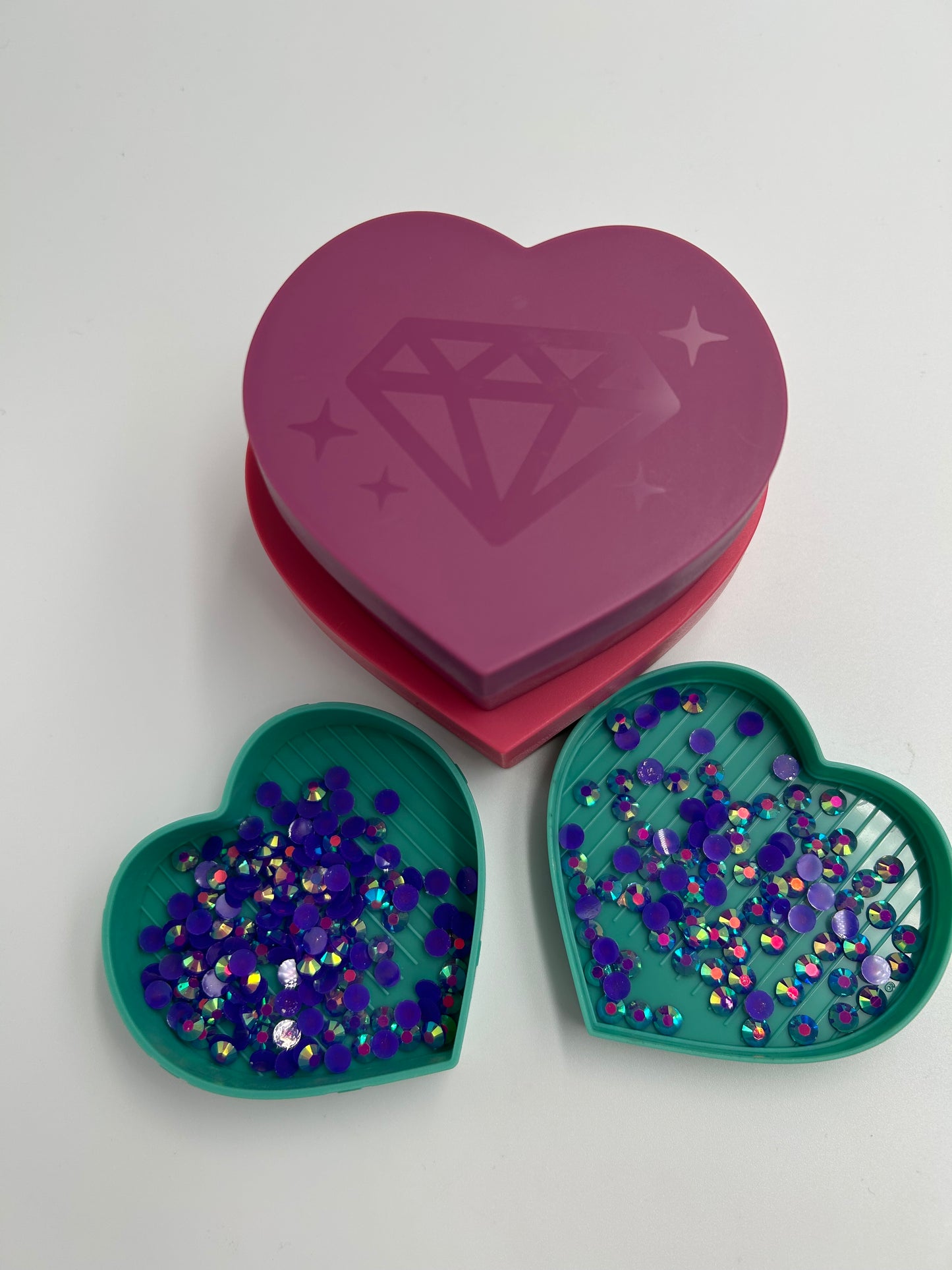 Heart Shaped Rhinestone Sorting Trays, 3 piece set.