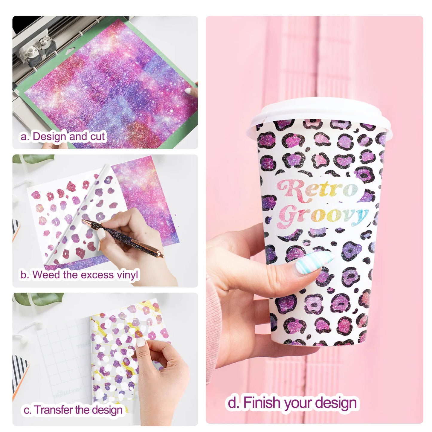 Teckwrap Glitter Brush Vinyl Sheets Pack ( 9 PCS)