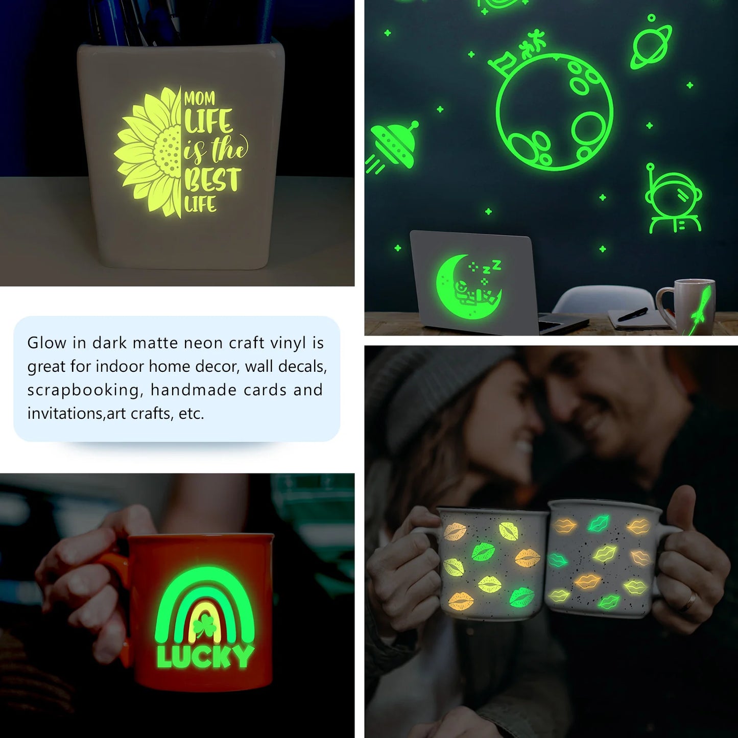 Teckwrap Glow in the Dark Vinyl Sheets Pack( 6PCS)