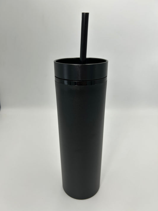 16oz Skinny Tumbler with Plastic Straw Tumbler V2