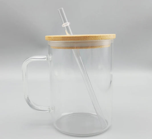 17oz Clear mug with Bamboo Lid and Straw