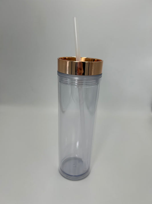 16oz Skinny Tumbler with Chrome Coloured Lid