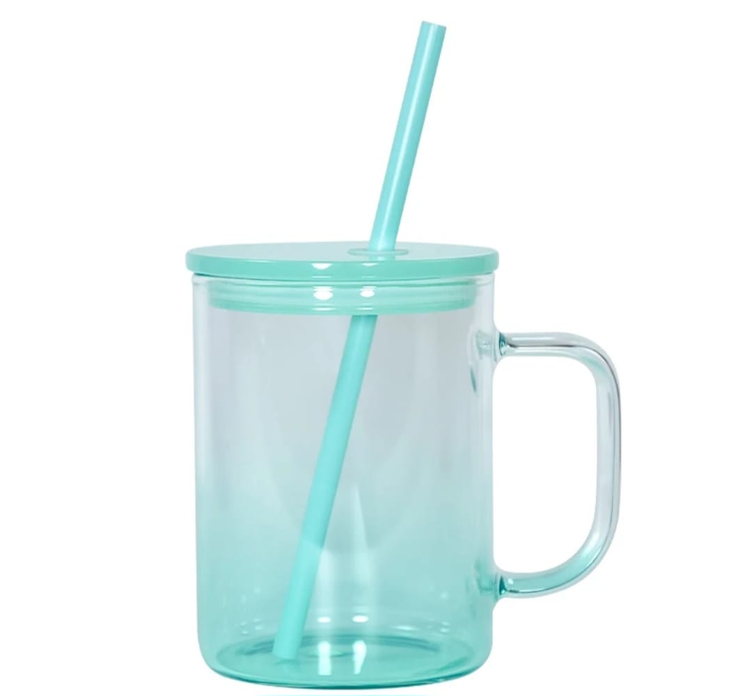 17oz Sublimation Ombre Glass Mug with acrylic lid with straw