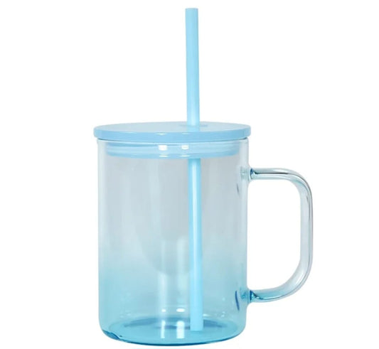 17oz Sublimation Ombre Glass Mug with acrylic lid with straw