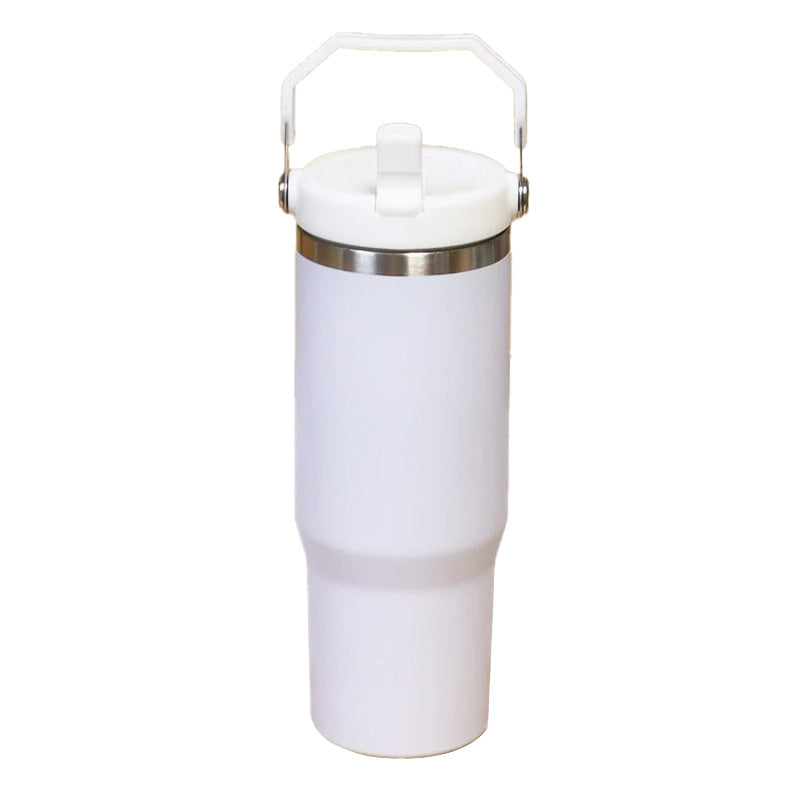 30oz Sublimation Tumbler with Handle on Top White Shimmer