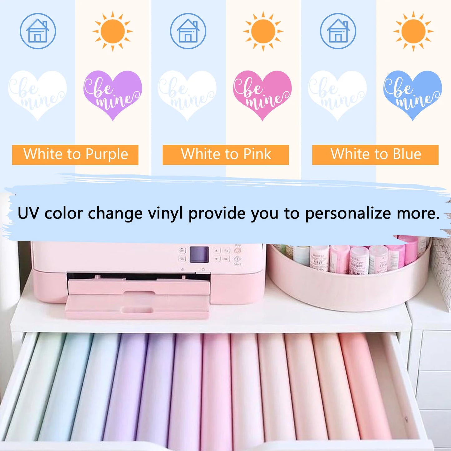 UV Color Changing Vinyl Sheets Pack( 6 PCS)